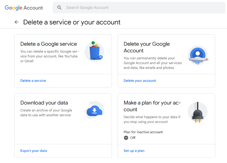 Google delete account