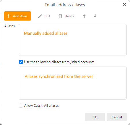 eM Client: Email aliases