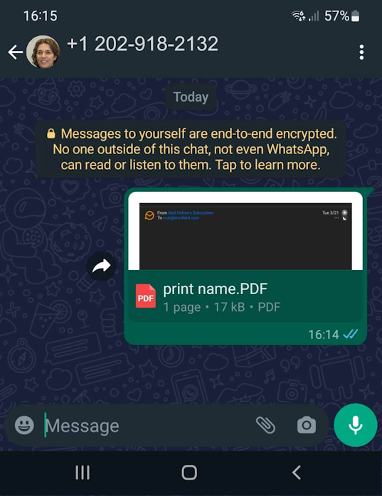 Sending a PDF file in WhatsApp