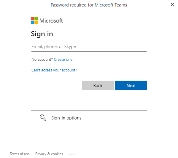 MS Teams Login Prompt