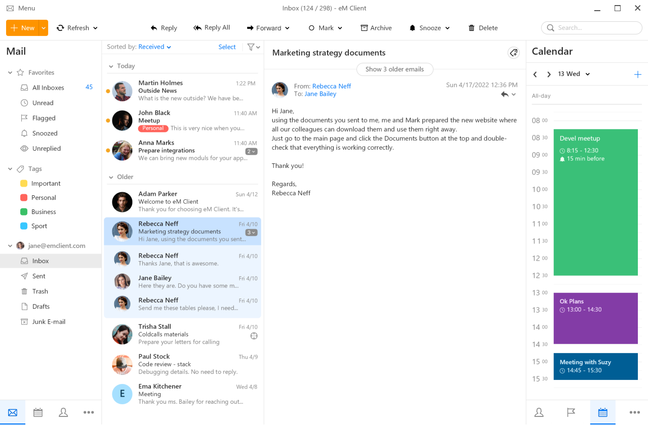Daily agenda sidebar