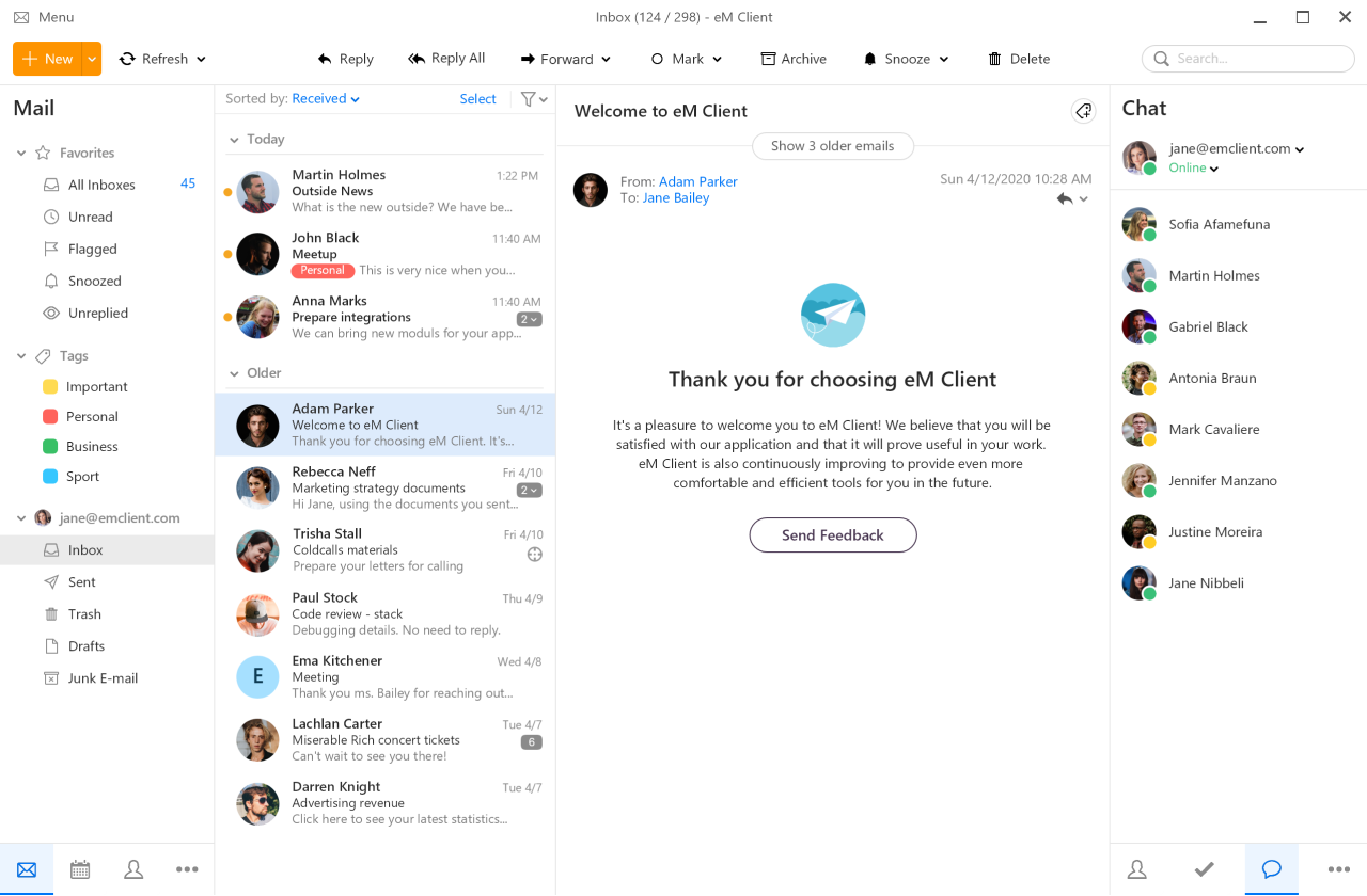 Chat Client Software Features - Chat | eM Client | eM Client