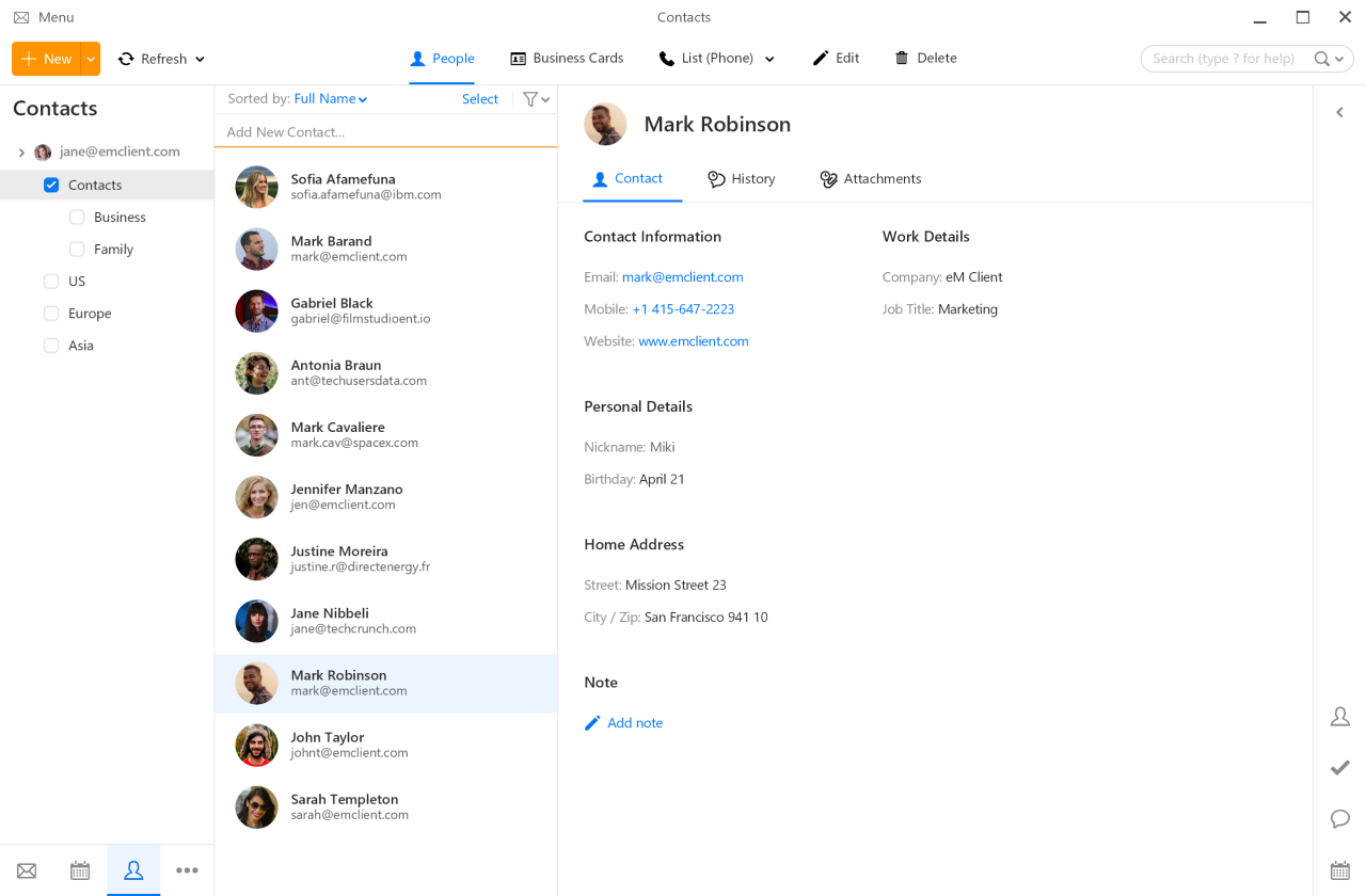 screenshot contacts