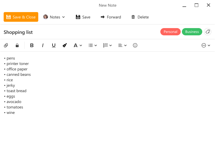 Features - Notes | eM Client | eM Client