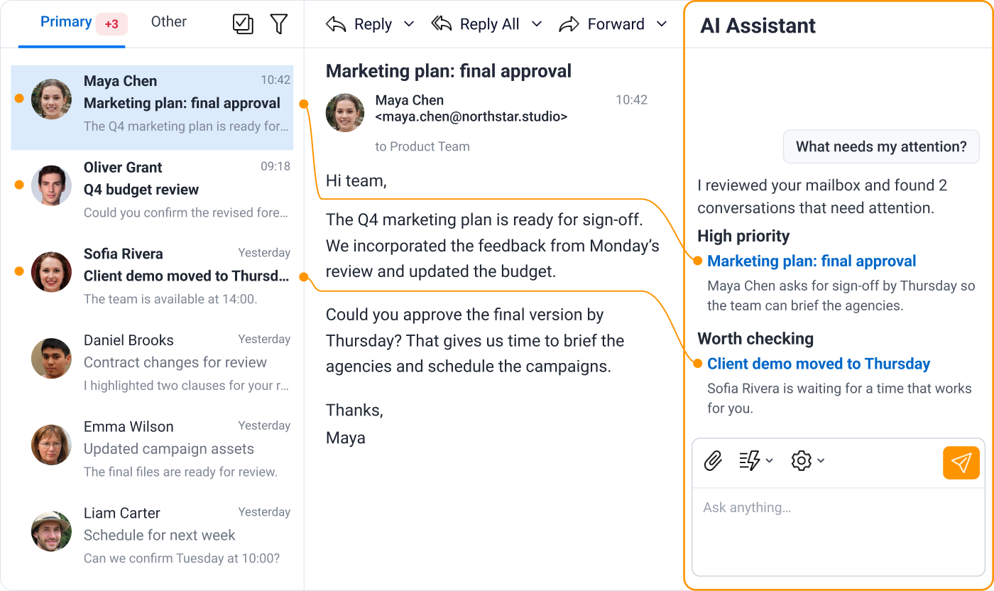 eM Client: AI Assistant in the sidebar