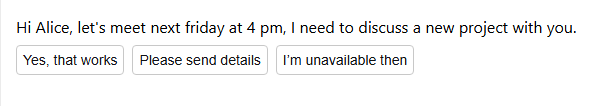 eM Client: Quick reply buttons