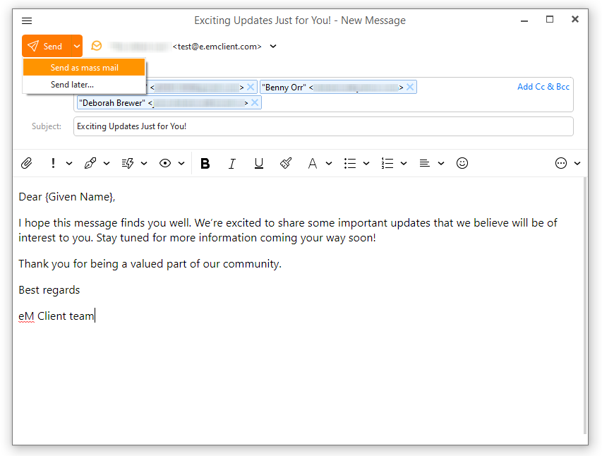 Mess Mil Variables and mass mail | eM Client