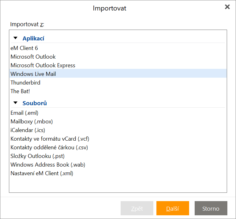 Import data from any account into eM Client