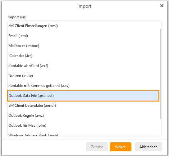 eM Client Datendateien