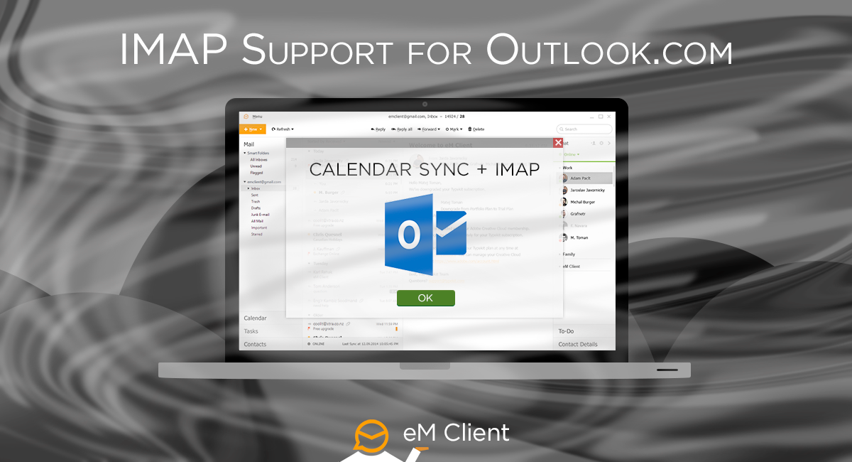 eM Client 7 features IMAP/SMTP sync on Outlook.com