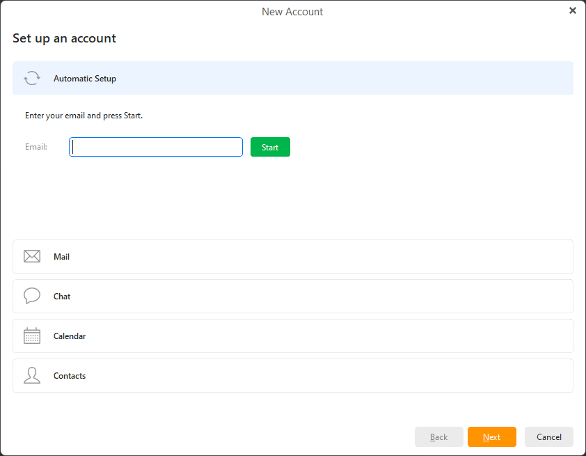 eM Client: New account setup