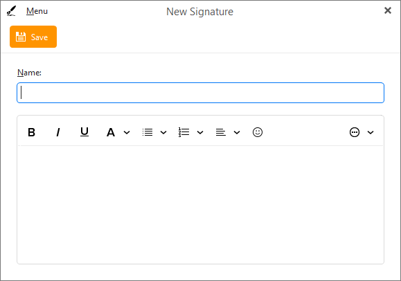 eM Client: New signature window