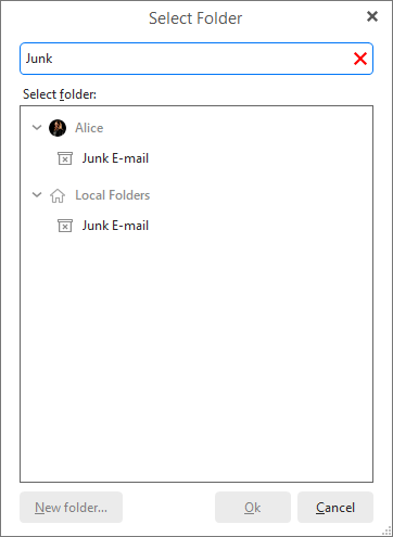 eM Client 8.2: The ‘Select folder’ filter