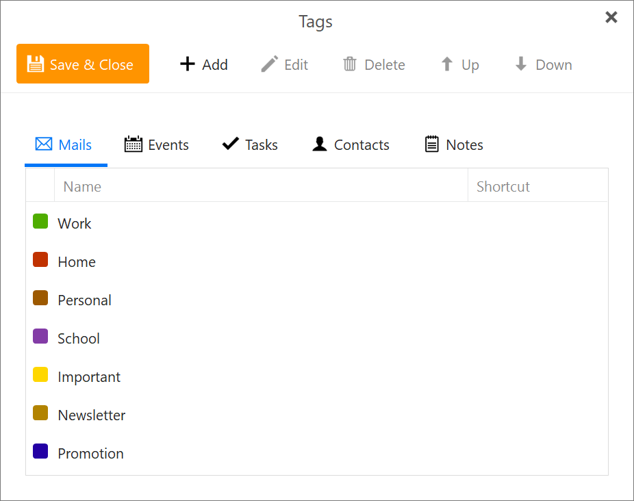 Manage tags