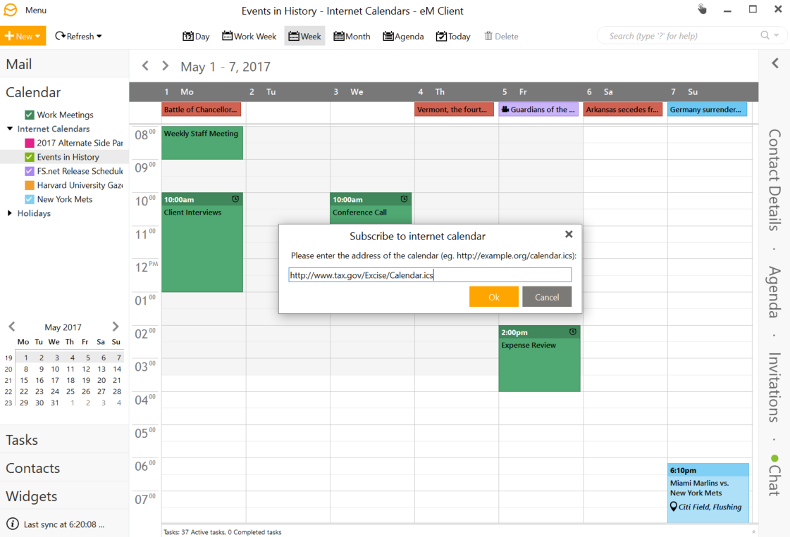 EM Client Features ICal Subscriptions EM Client
